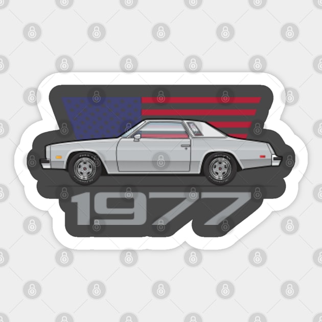 silver 77 1977 Olds Cutlass Supreme Sticker TeePublic
